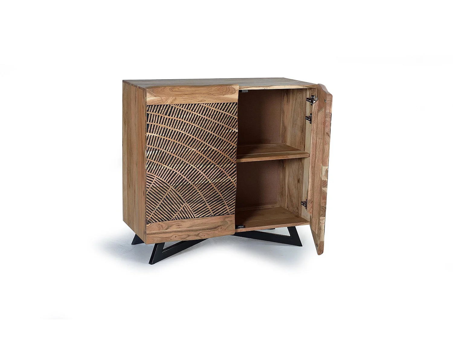 Sideboard aus Akazienholz und Metall