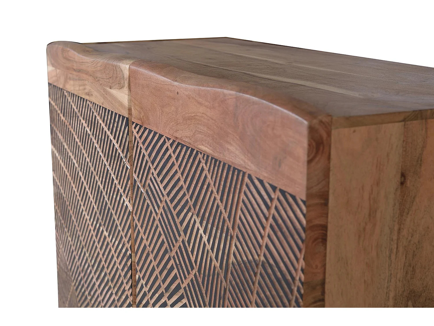 Sideboard aus Akazienholz und Metall