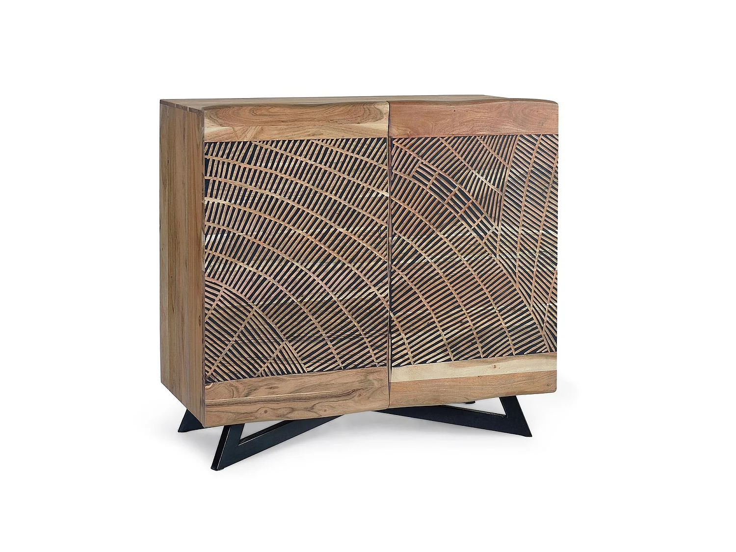 Buffet en bois d'acacia de style rustique moderne - 86 x 90 x 40