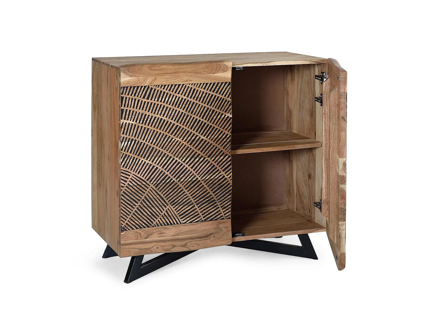 Buffet en bois d'acacia de style rustique moderne - 86 x 90 x 40