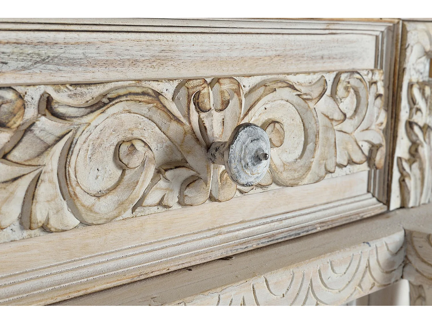 Buffet en bois de manguier, style colonial rustique - 100 x 120 x 45