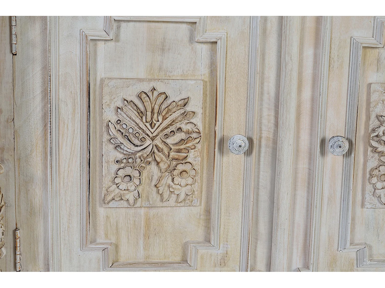 Buffet en bois de manguier, style colonial rustique - 100 x 120 x 45