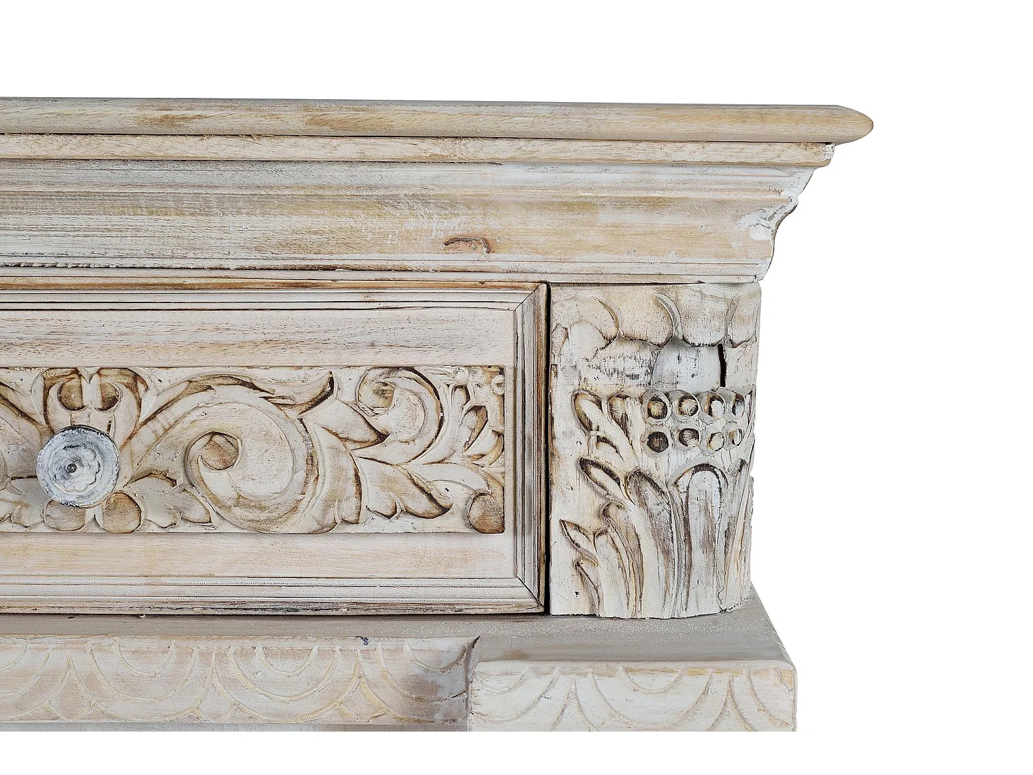 Buffet en bois de manguier, style colonial rustique - 100 x 120 x 45