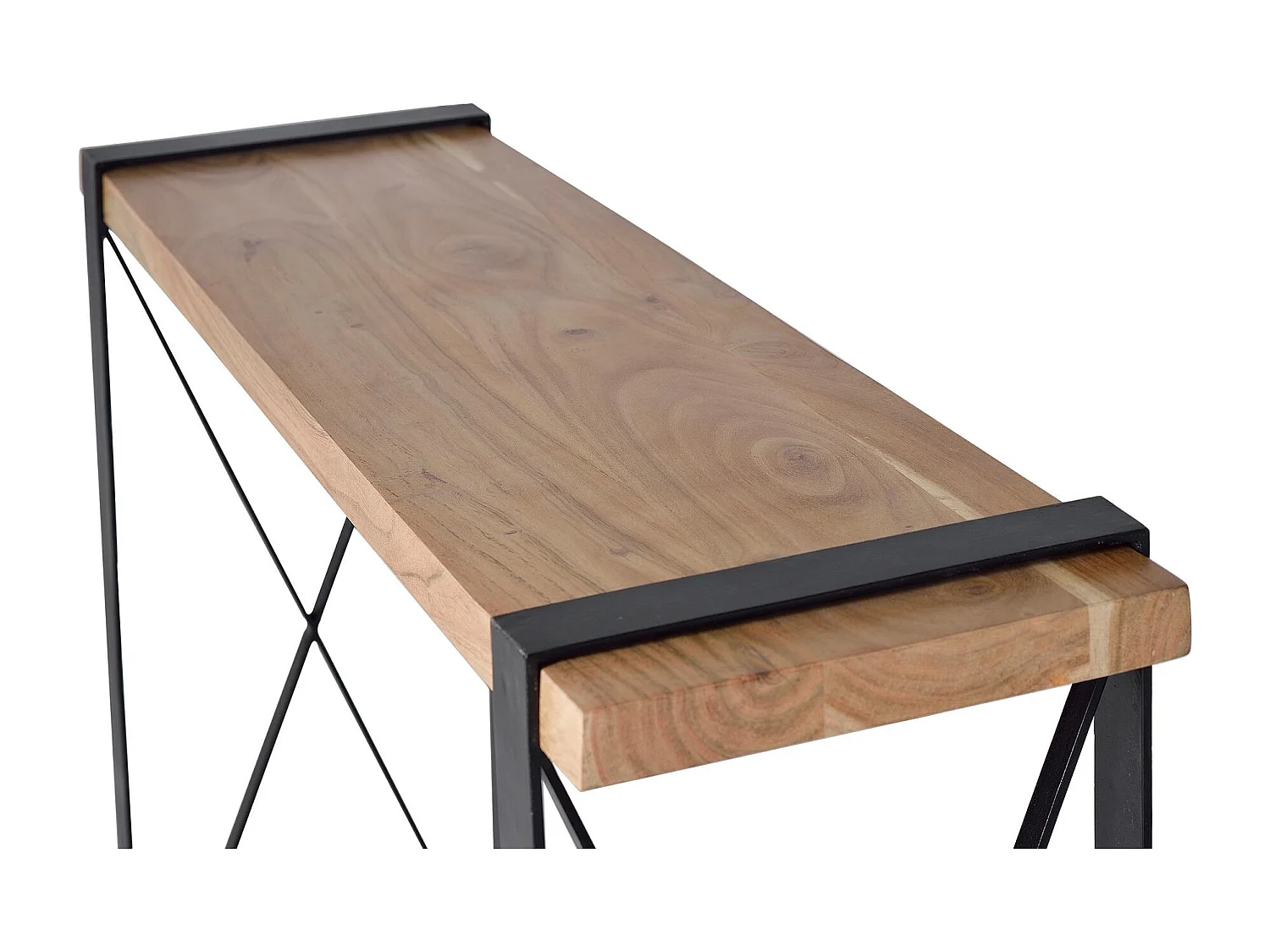 Konsola z drewna akacjowego i metalu