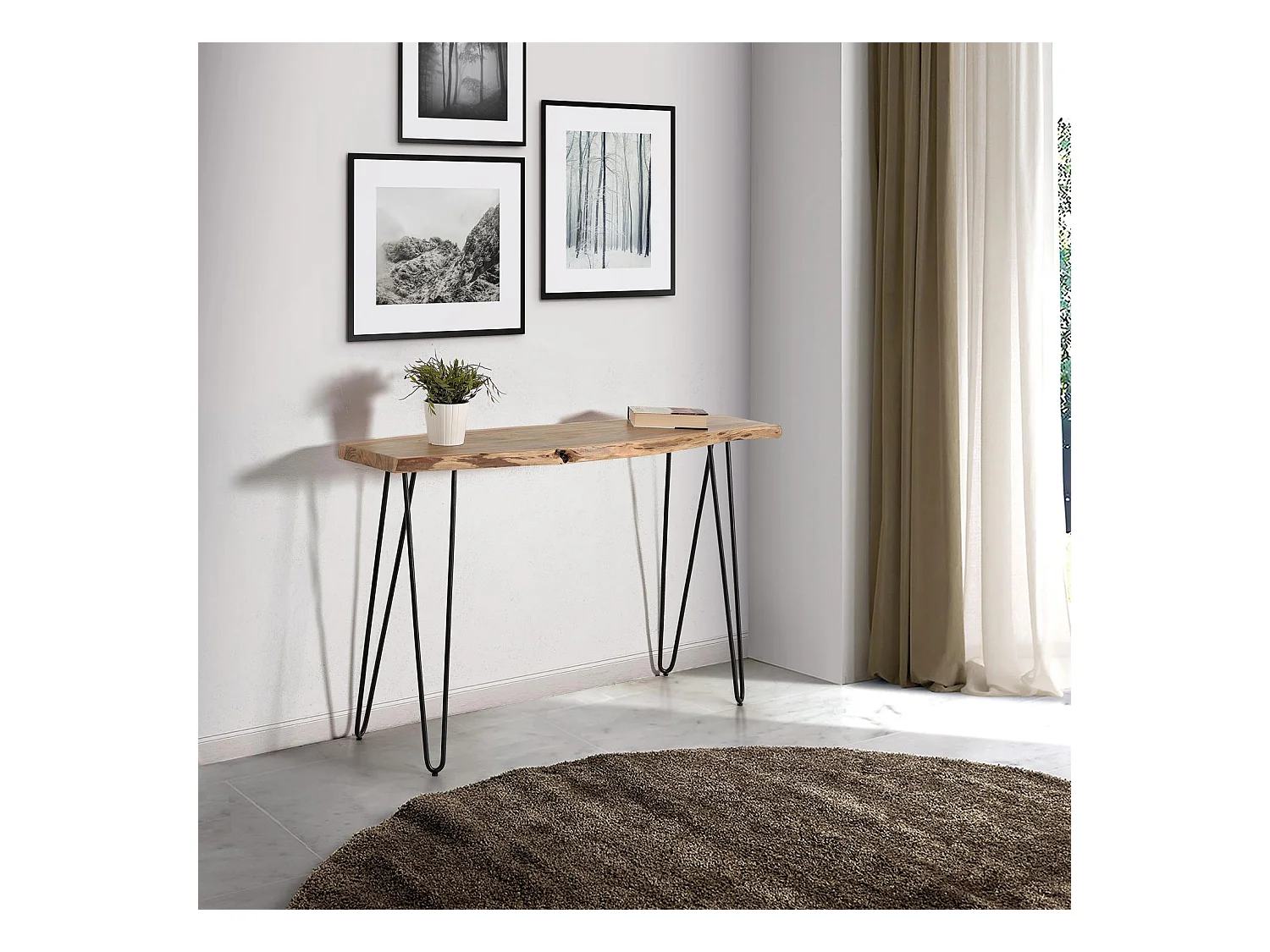 Konsole aus massivem Akazienholz