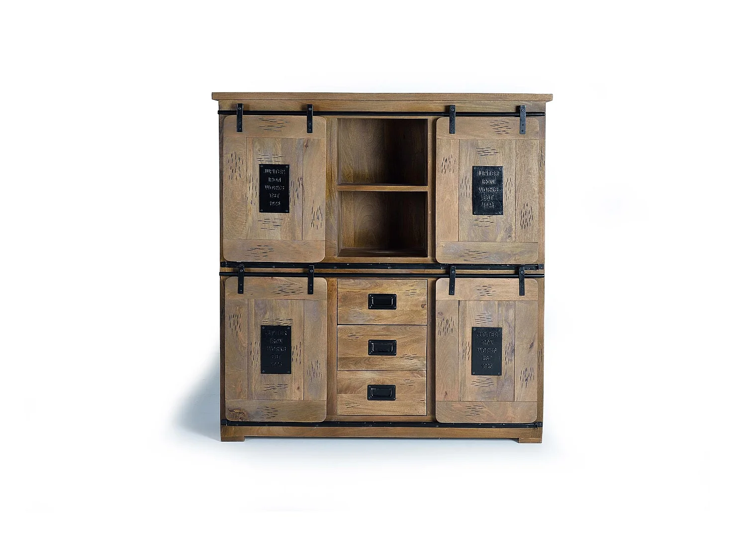 Kleiderschrank aus Mangoholz und Metall