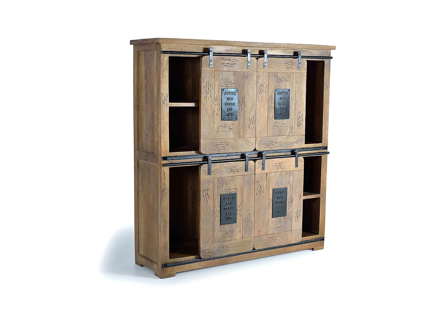 Armoire en bois de manguier 150 cm, style industriel - 160 x 150 x 45