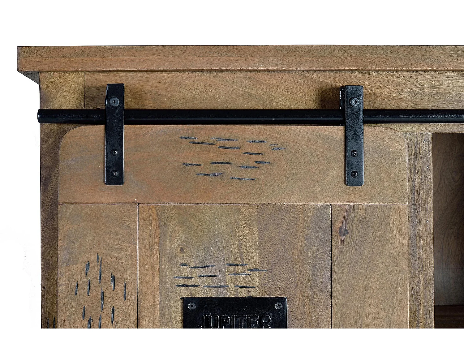 Armoire en bois de manguier 150 cm, style industriel - 160 x 150 x 45