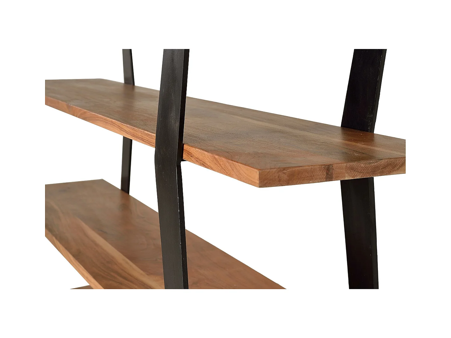 Półki z drewna akacjowego i metalu