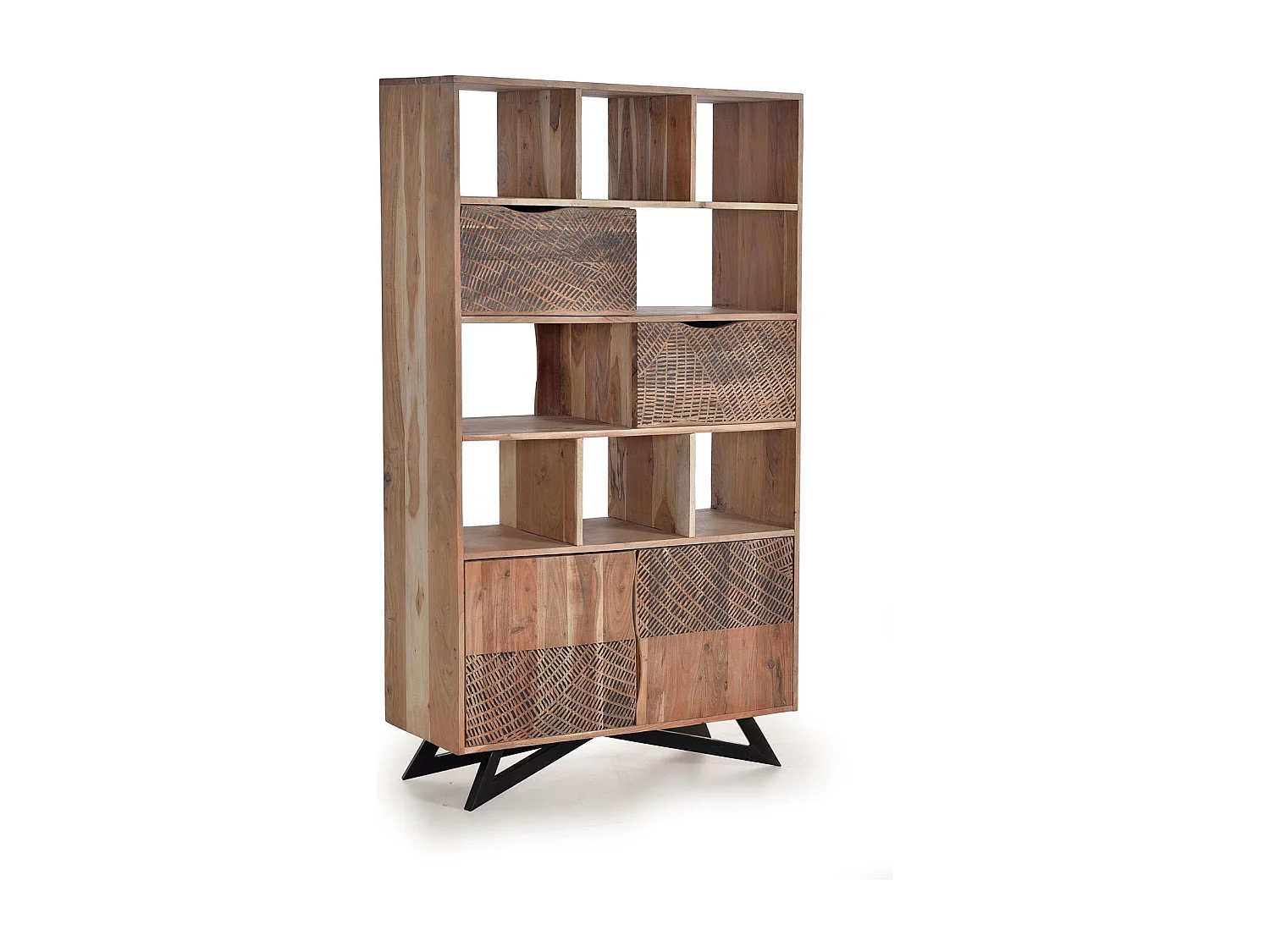 Ripiano in legno di acacia e gambe in metallo colore naturale Marrón .180x38x102 Giner y Colomer