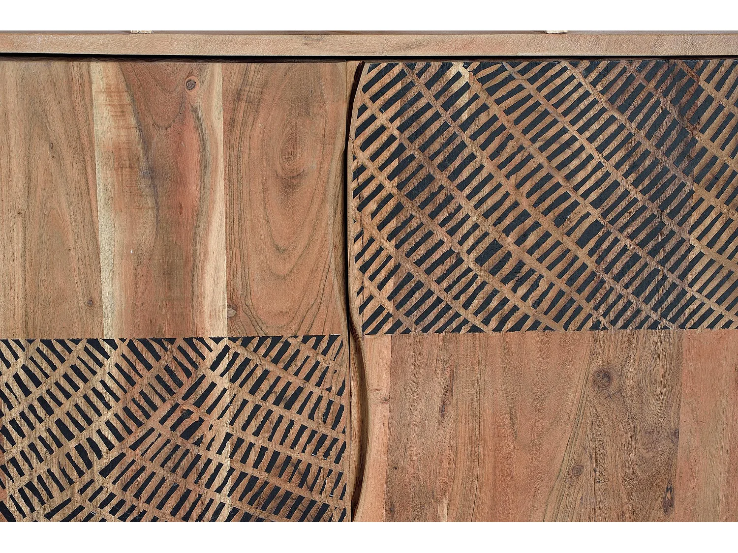 Ripiano in legno di acacia e gambe in metallo colore naturale Marrón .180x38x102 Giner y Colomer