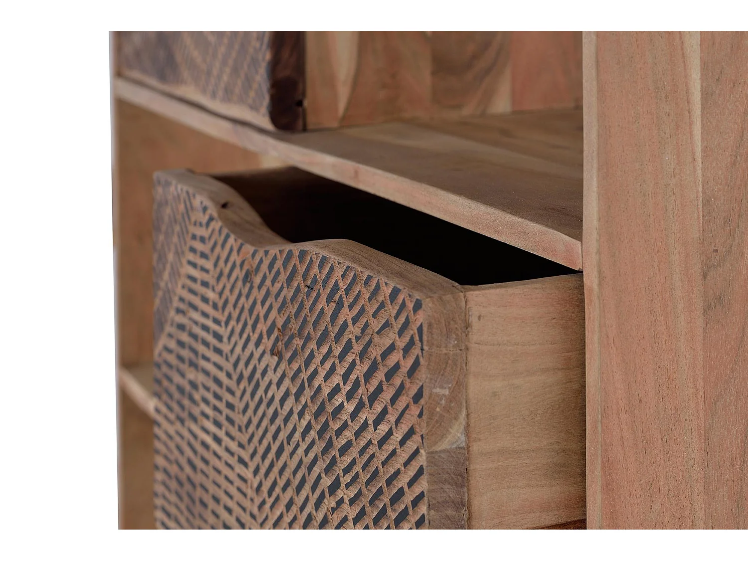 Étagère en bois d'acacia et pieds en métal couleur naturelle