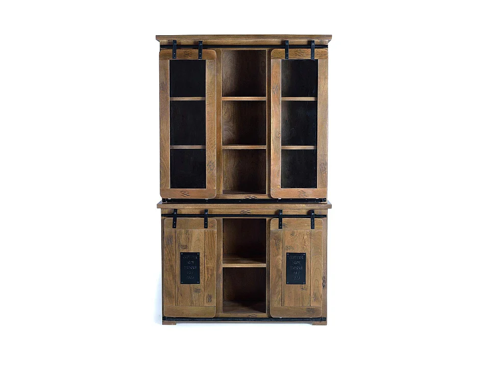 Armoire en bois de manguier 100 cm, style industriel - 200 x 120 x 47