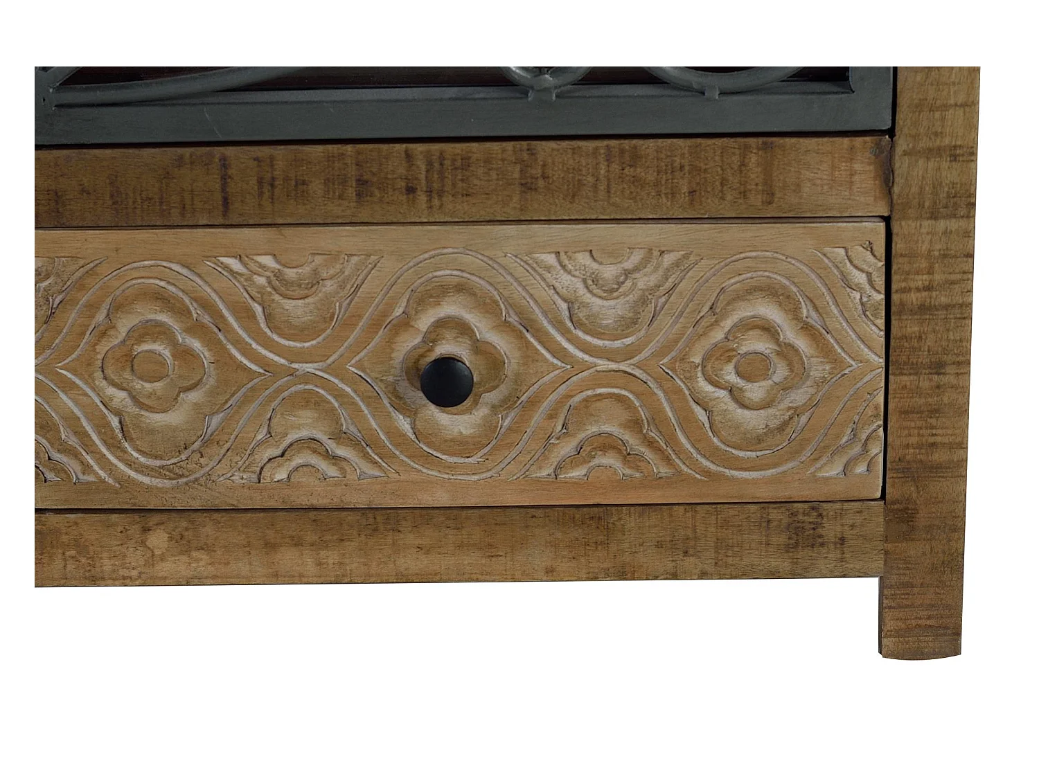 Vitrine en bois manguier marron vieilli