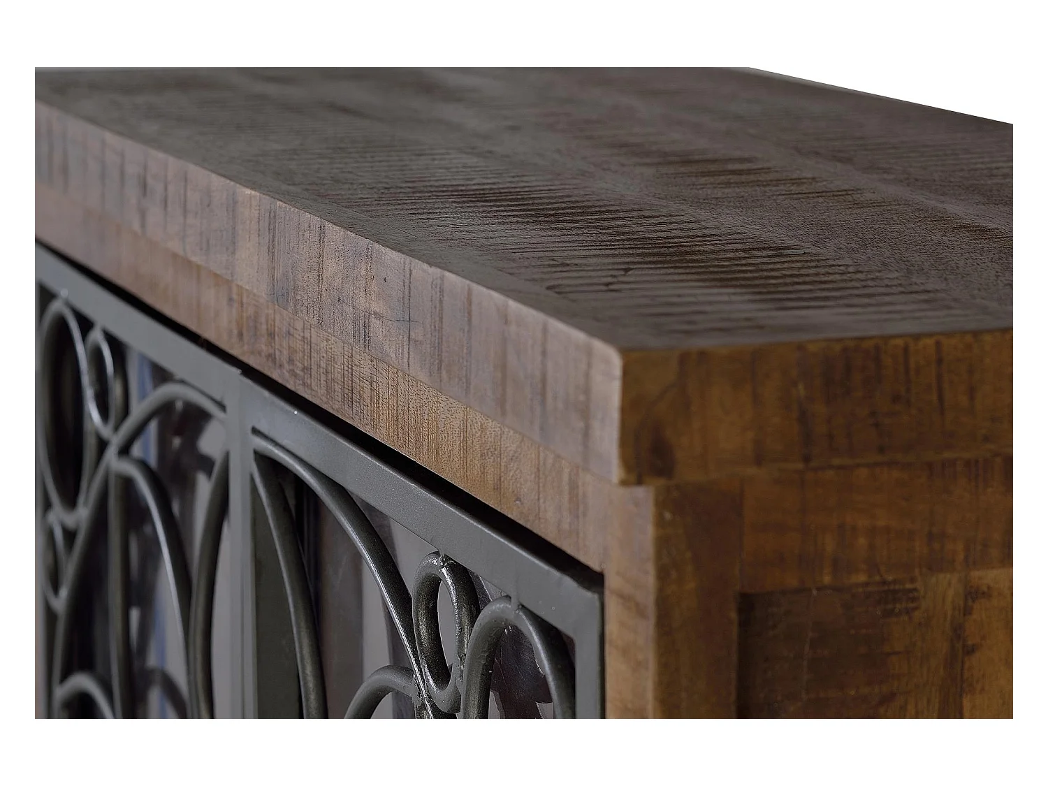 Vitrine en bois manguier marron vieilli