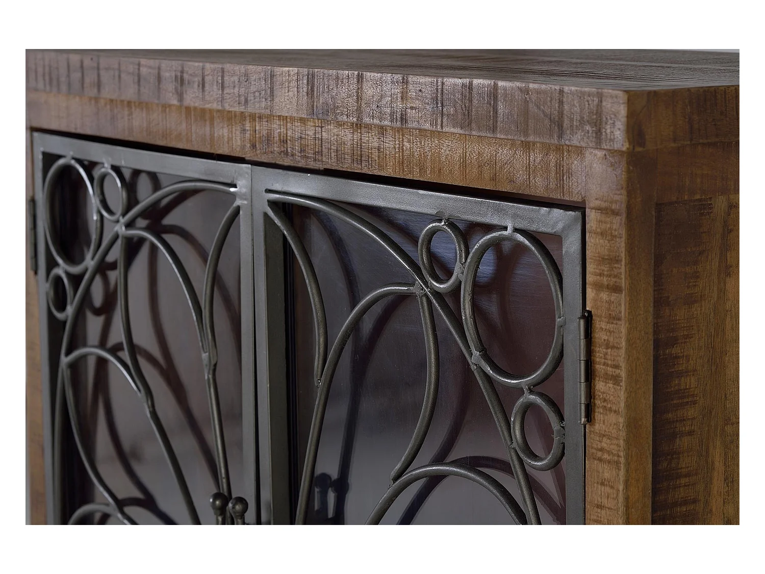 Vitrine en bois manguier marron vieilli