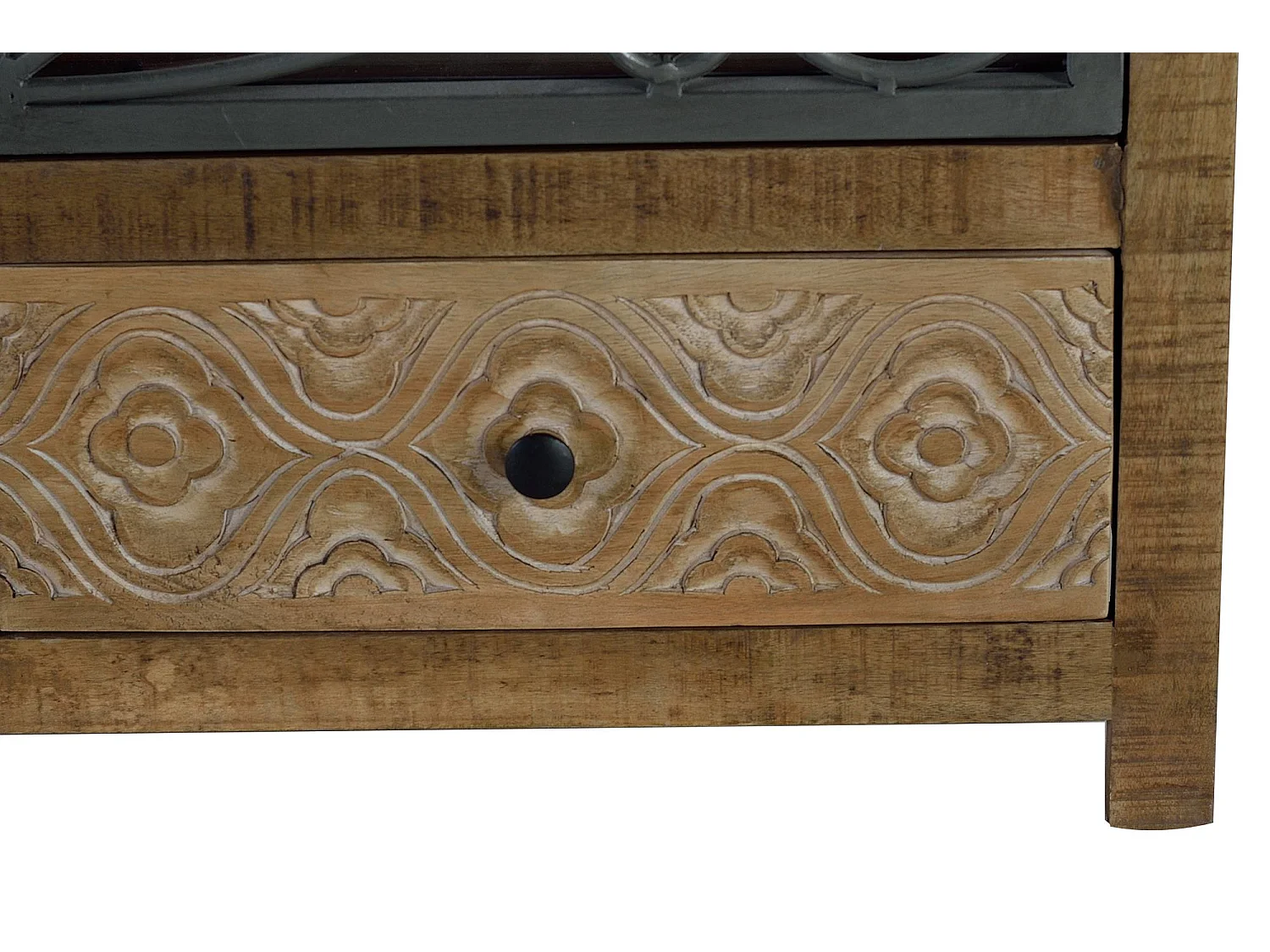 Vitrine en bois manguier marron vieilli