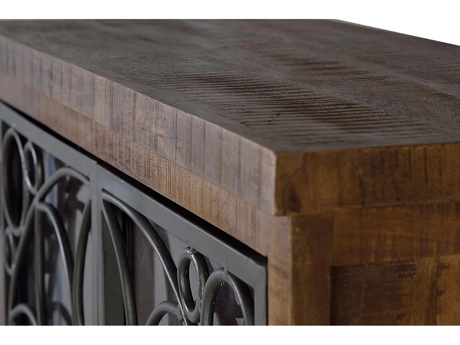 Vitrine en bois manguier marron vieilli