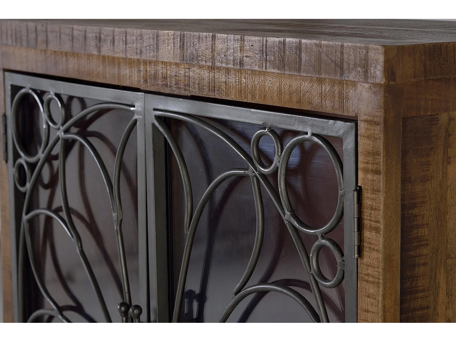 Vitrine en bois manguier marron vieilli