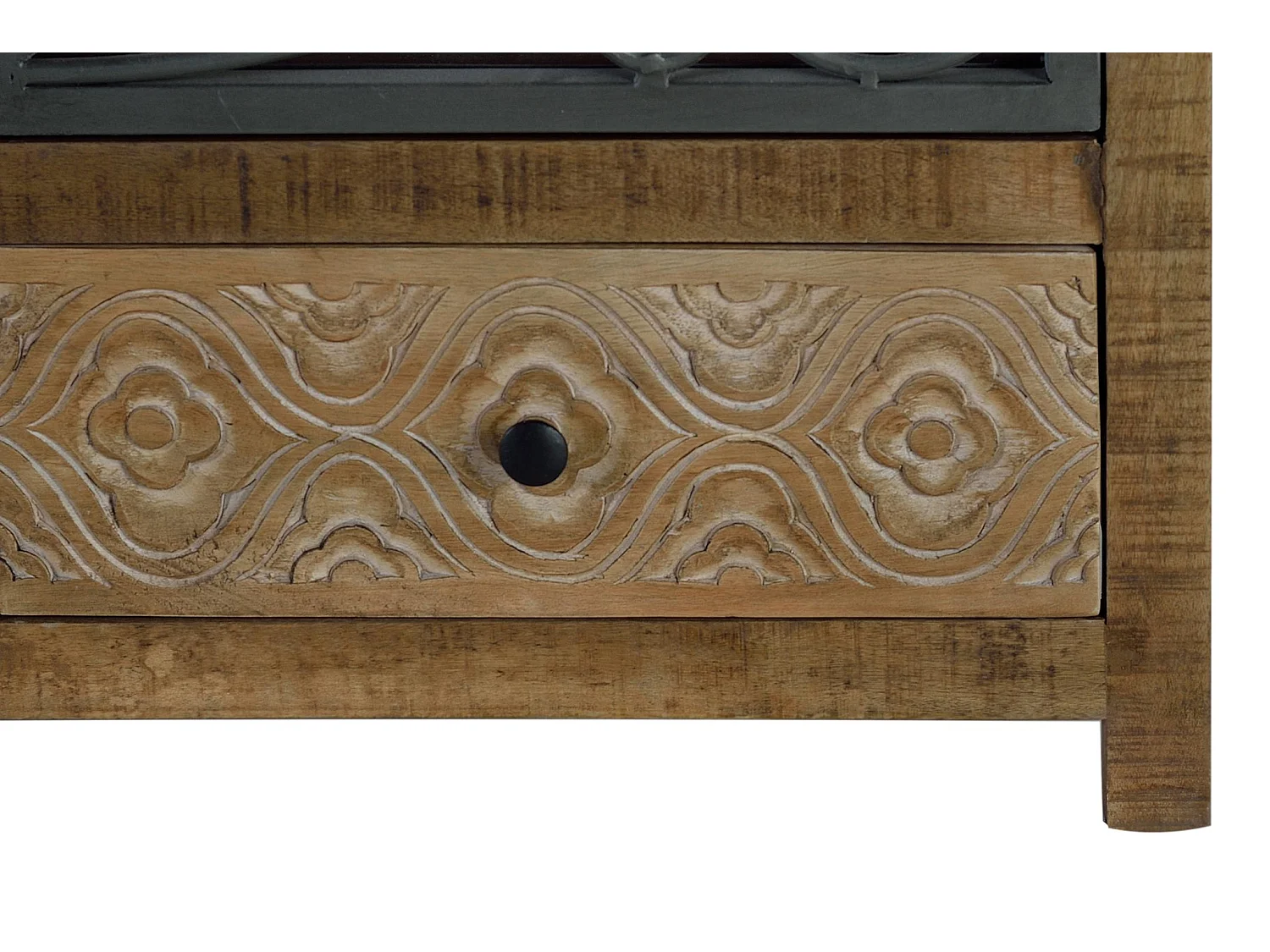 Vitrine en bois de manguier 100 cm, style industriel moderne - 130 x 100 x 40 cm