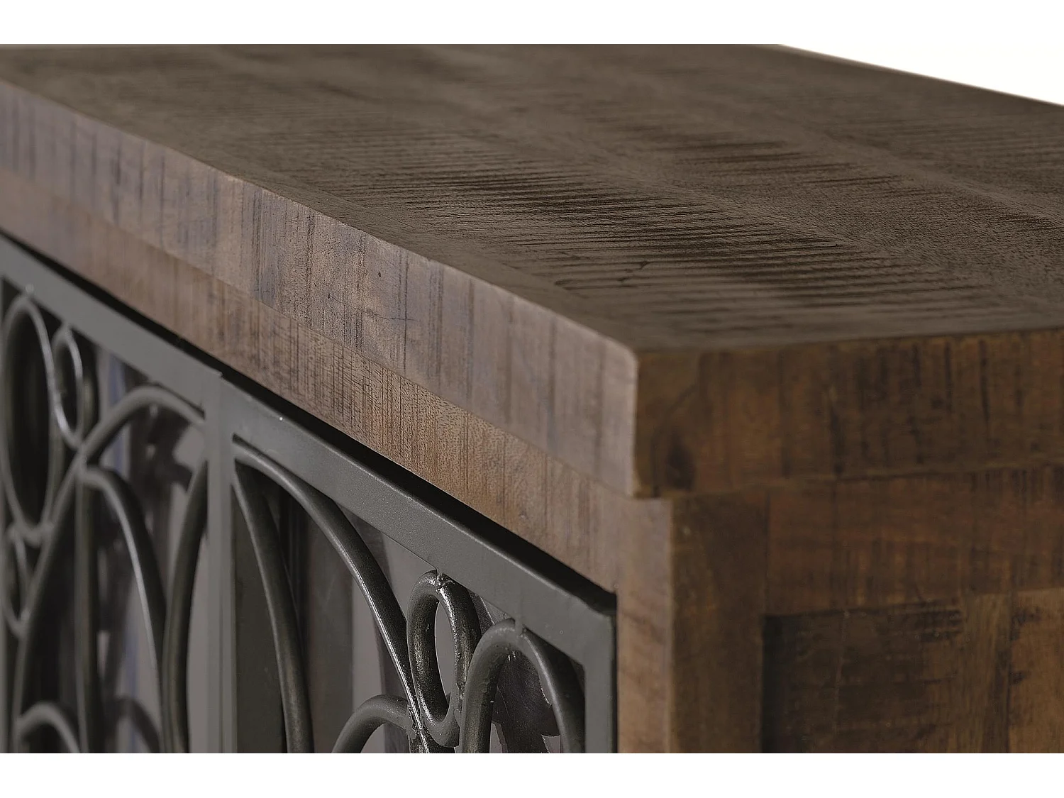 Vitrine en bois de manguier 100 cm, style industriel moderne - 130 x 100 x 40 cm