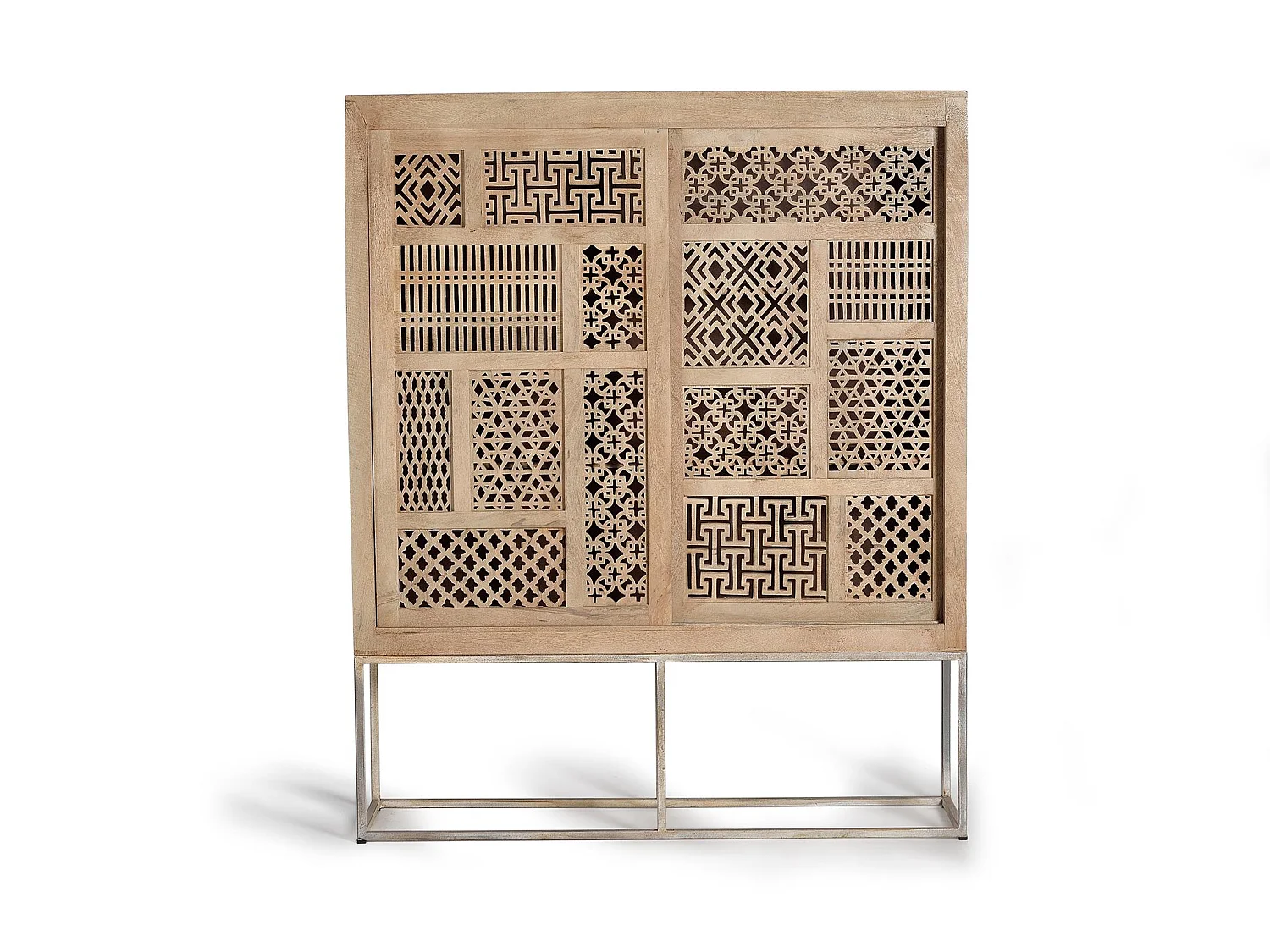Buffet en bois de manguier sculpté style bohème 140 cm - 170 x 140 x 40 cm