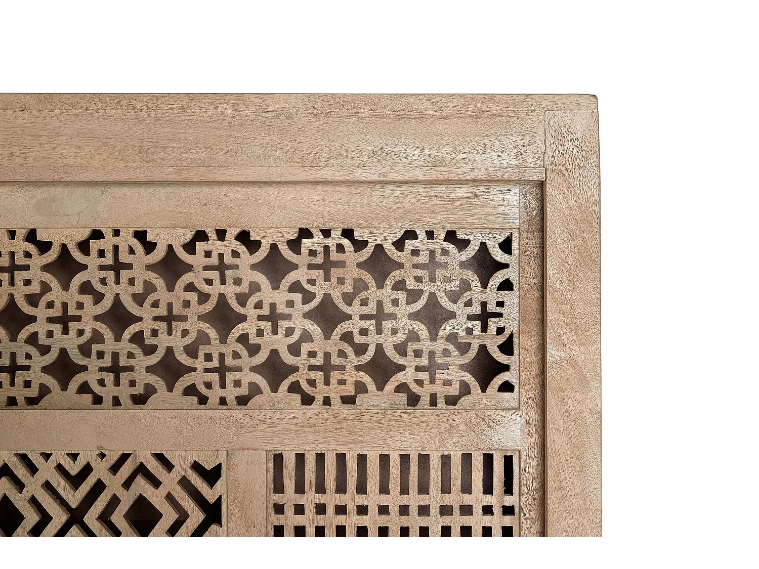 Buffet en bois de manguier sculpté style bohème 140 cm - 170 x 140 x 40 cm