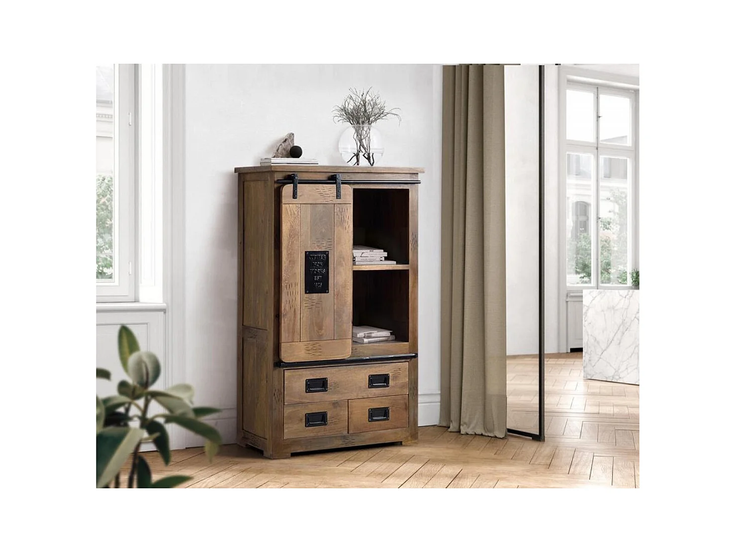 Armoire en bois manguier et métal