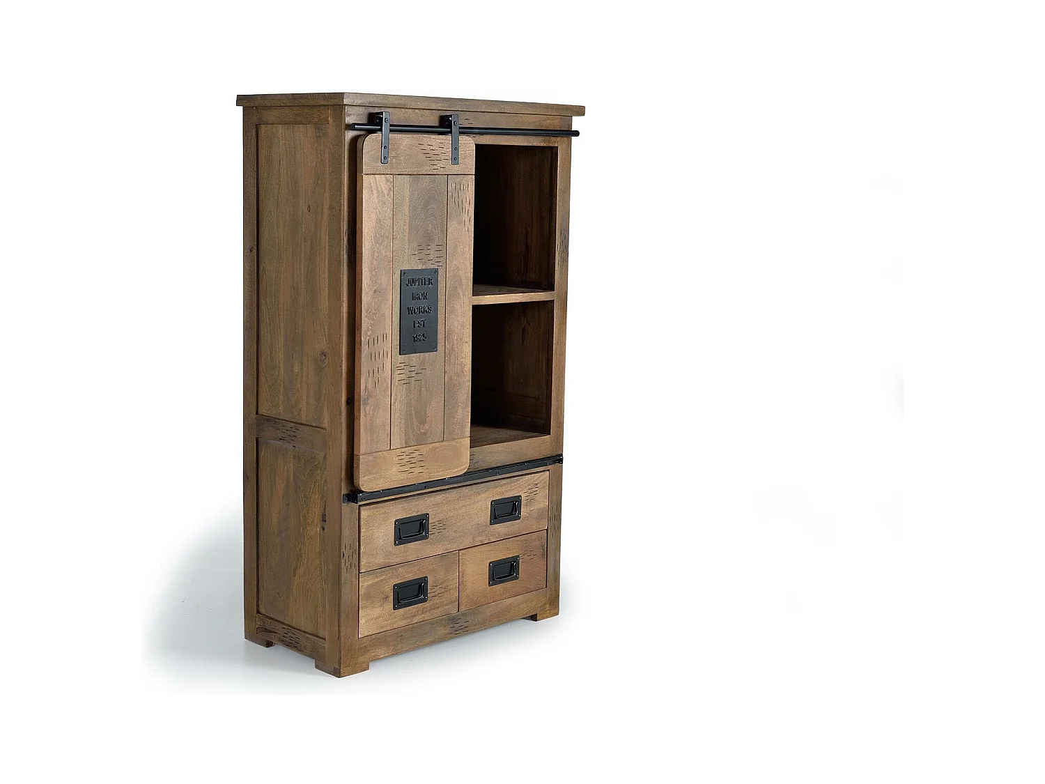 Kleiderschrank aus Mangoholz und Metall