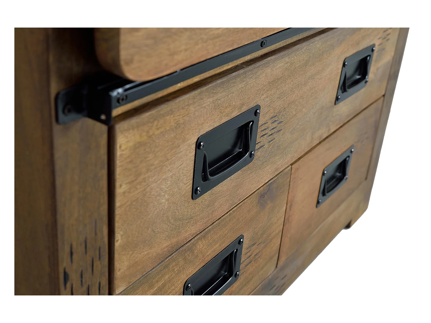 Kleiderschrank aus Mangoholz und Metall