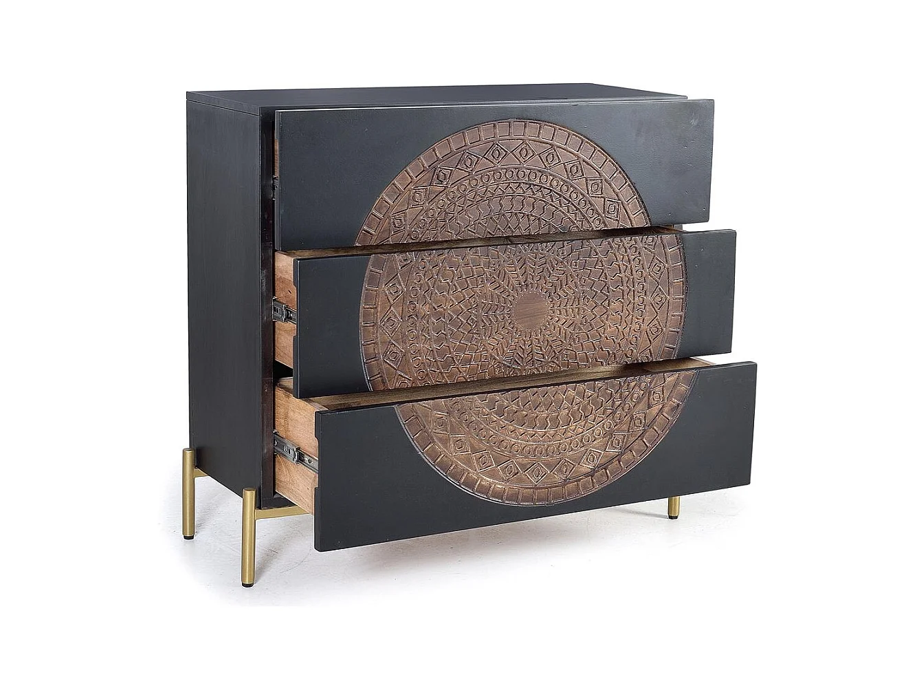 Commode bois manguier et métal