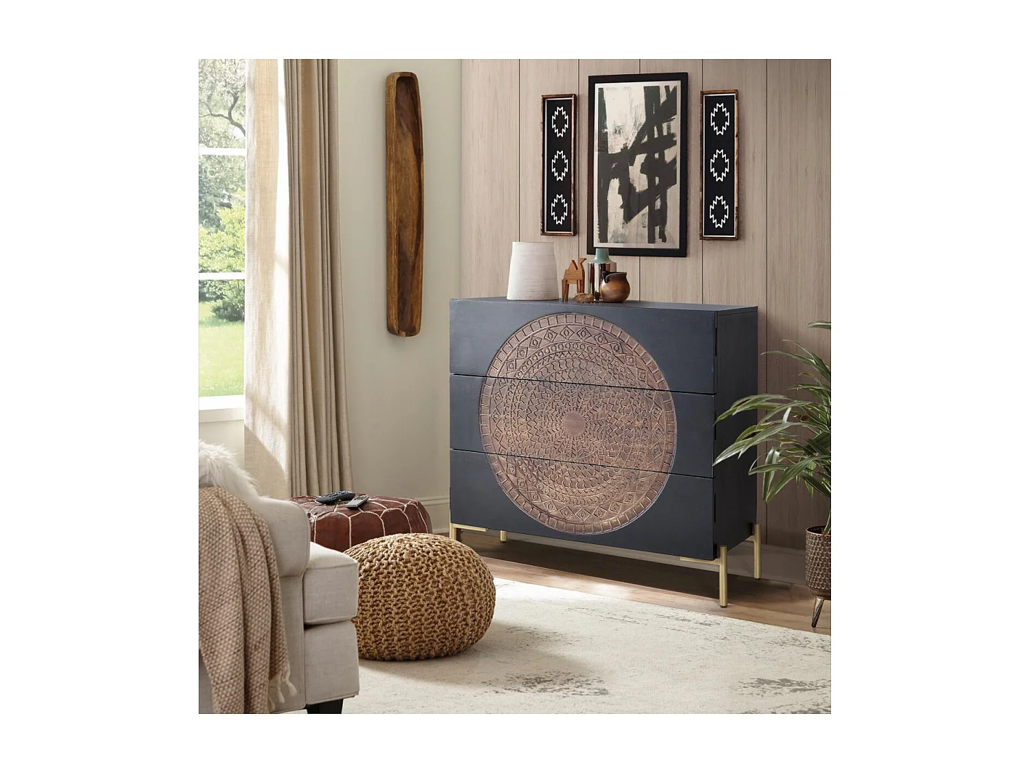 Commode bois manguier et métal