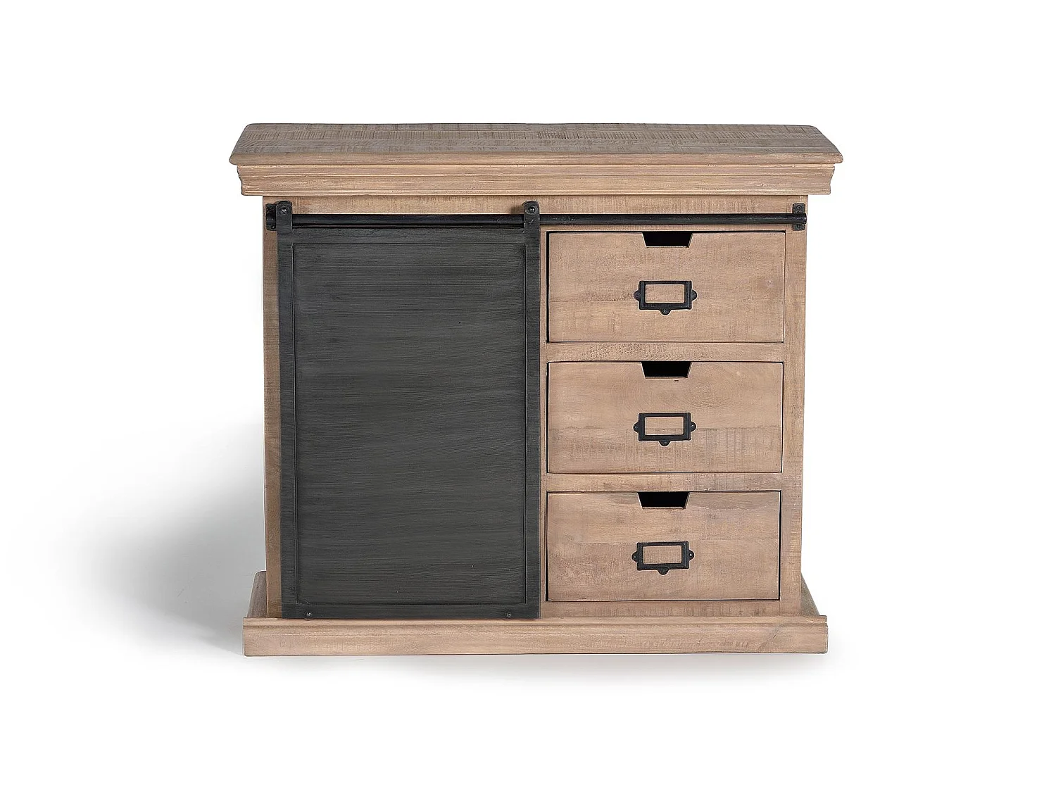 Commode en bois de manguier 100 cm, style industriel moderne - 85 x 100 x 40