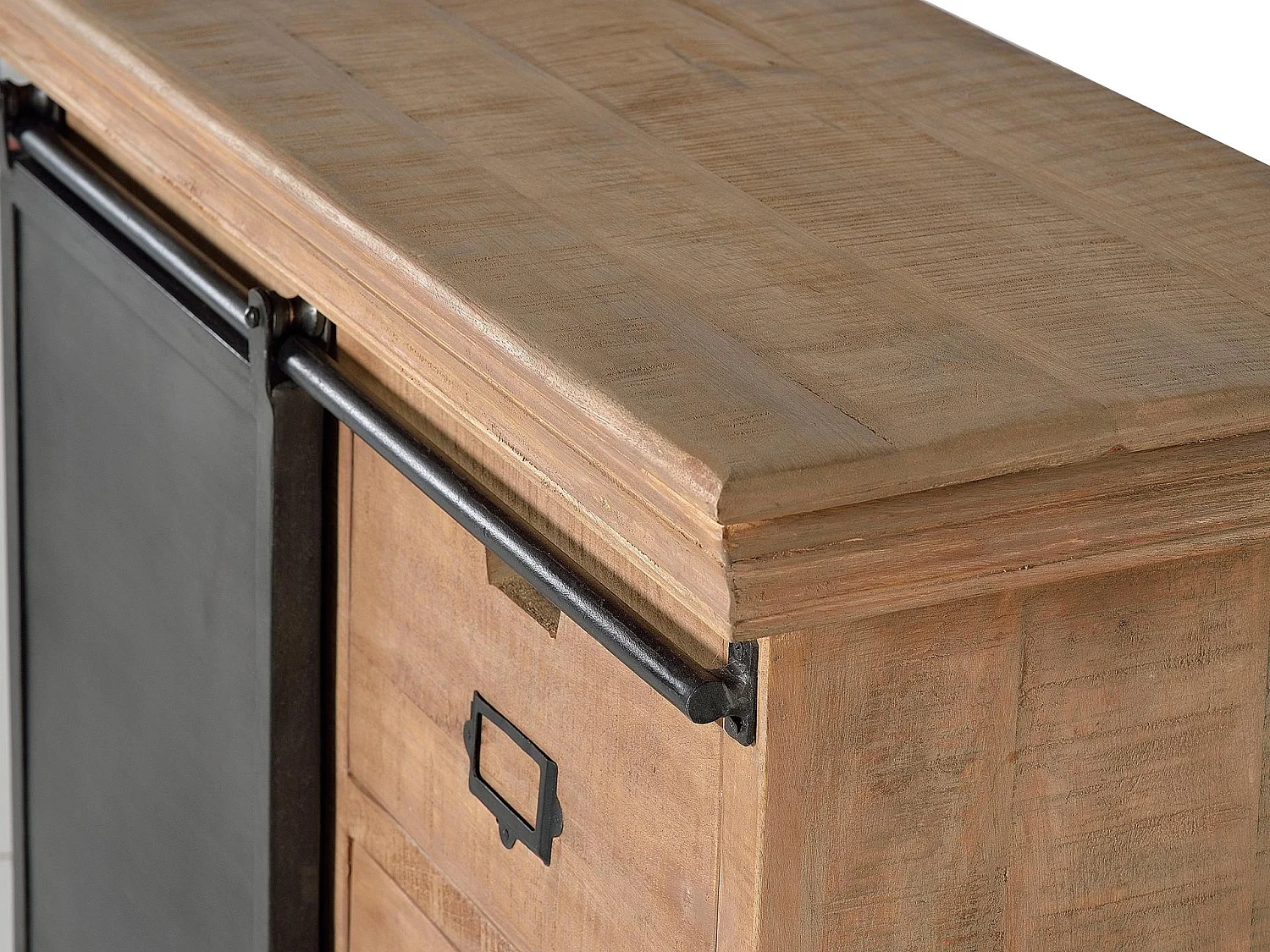 Commode en bois de manguier 100 cm, style industriel moderne - 85 x 100 x 40