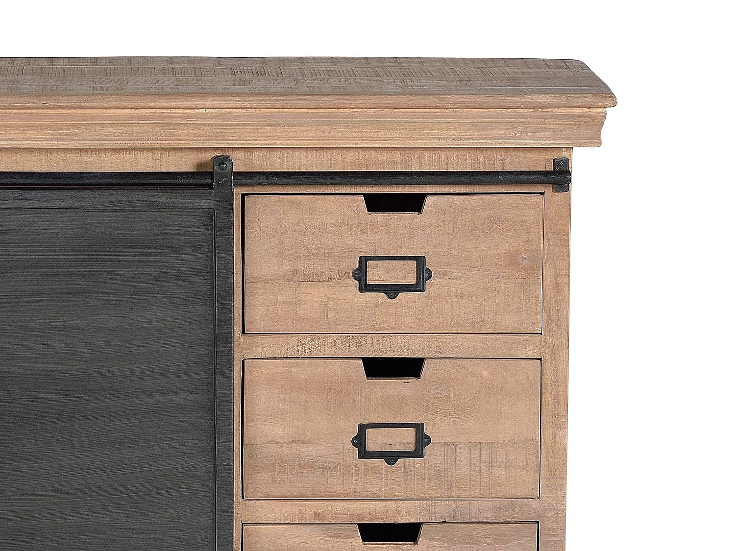 Commode en bois de manguier 100 cm, style industriel moderne - 85 x 100 x 40