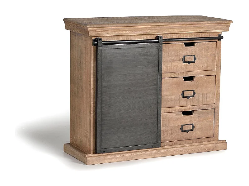 Cassettiera in legno di mango e metallo