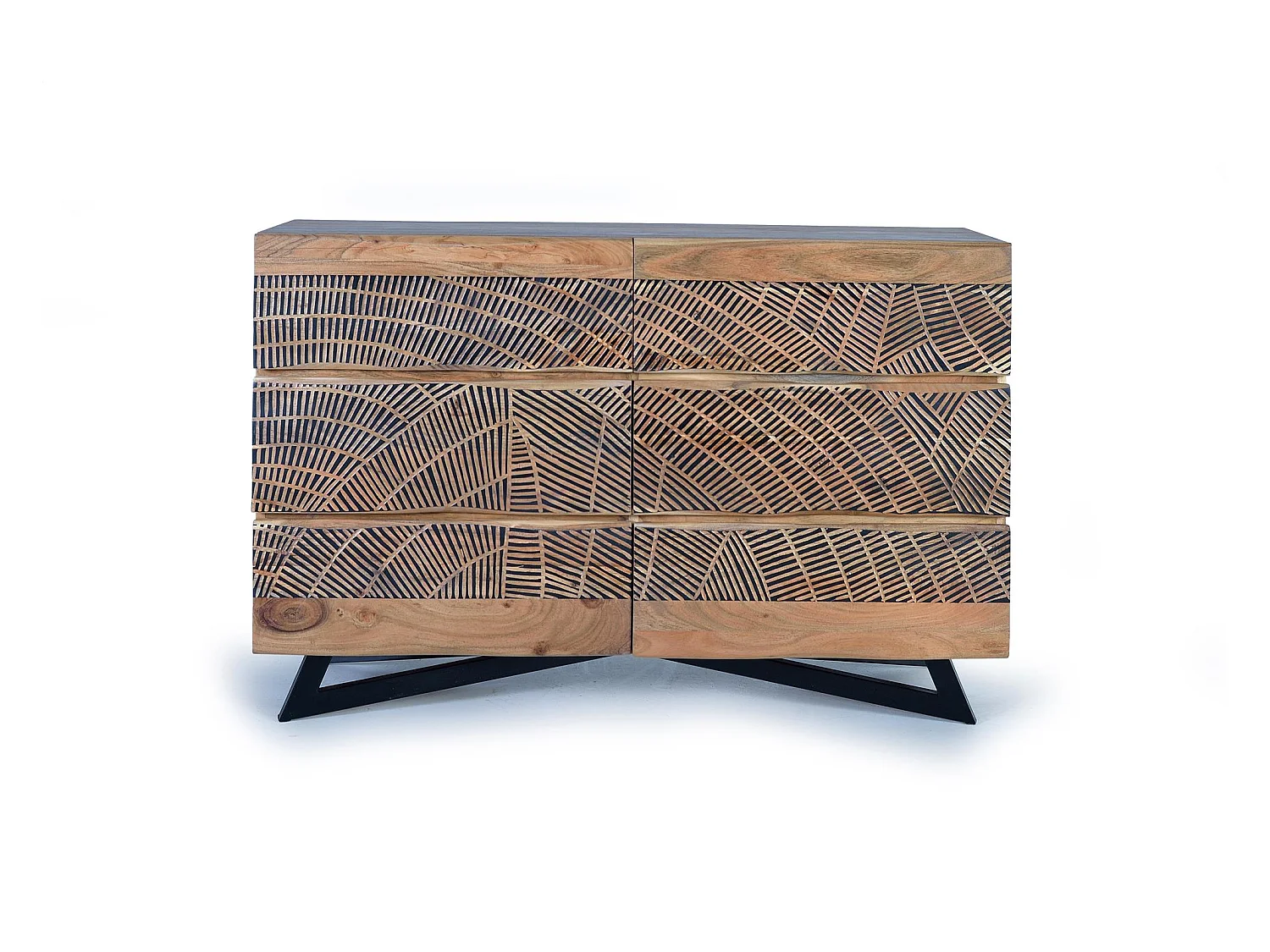 Commode en bois d'acacia et métal