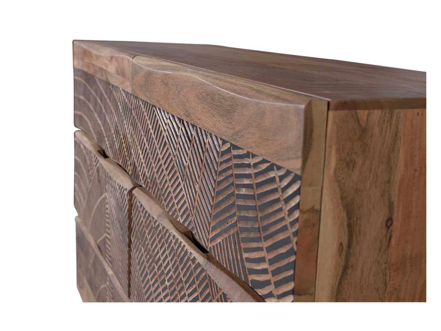 Commode en bois d'acacia et métal