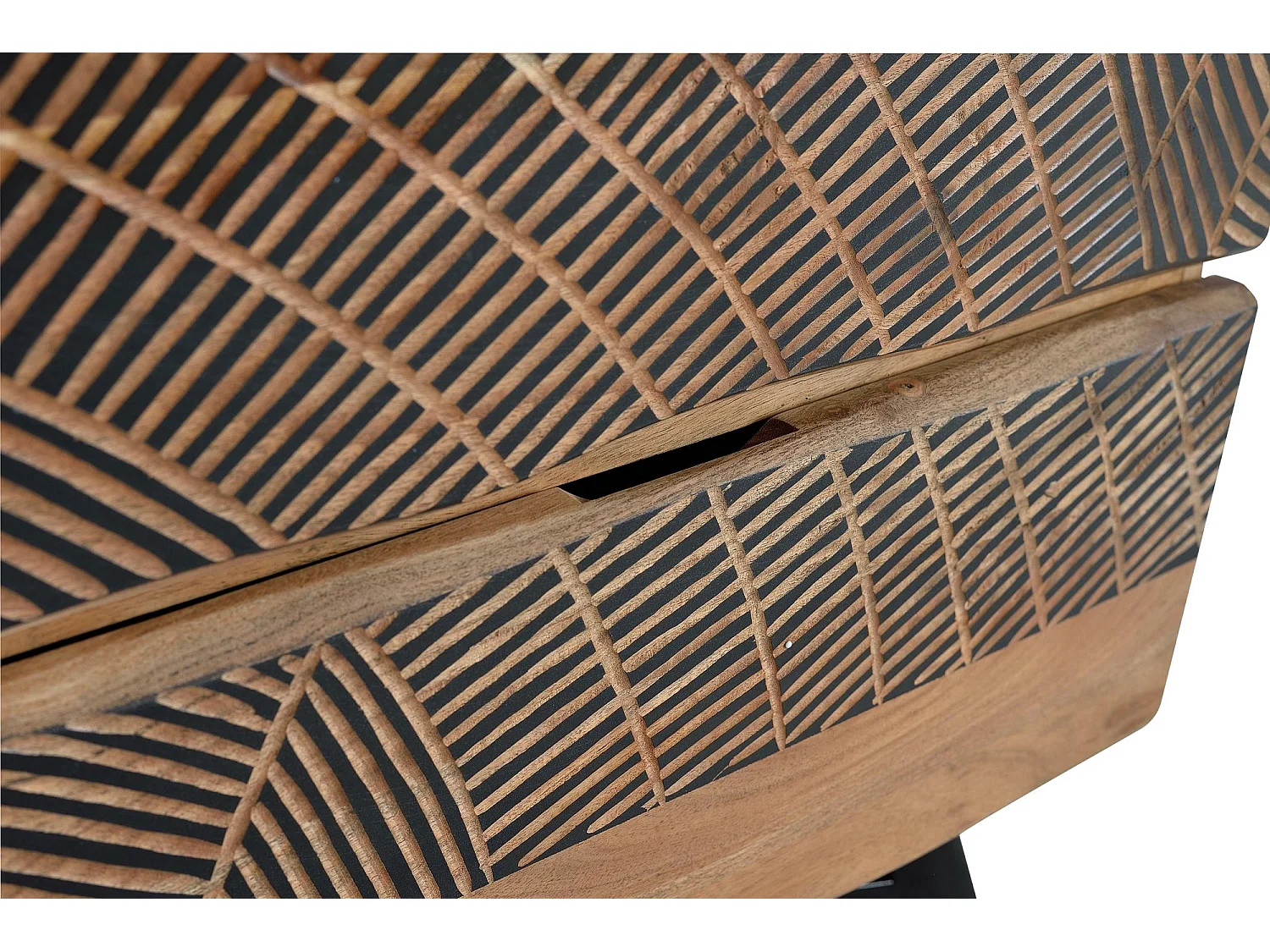 Commode en bois d'acacia et métal