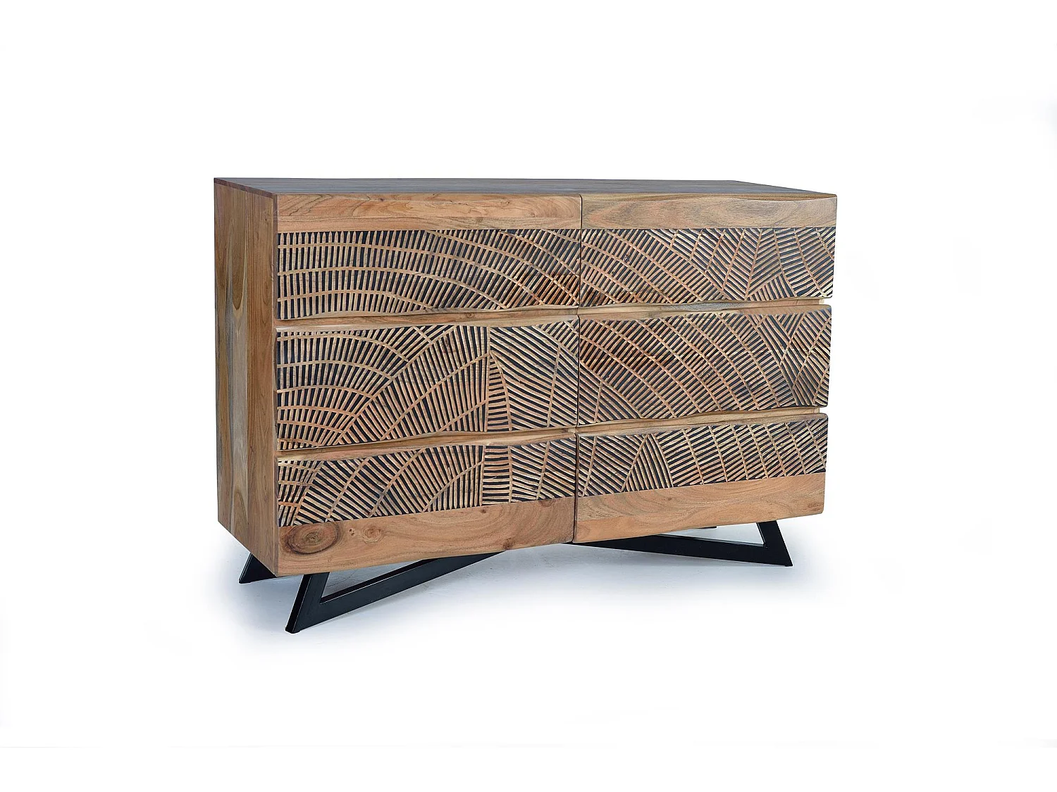 Commode in acaciahout en metaal