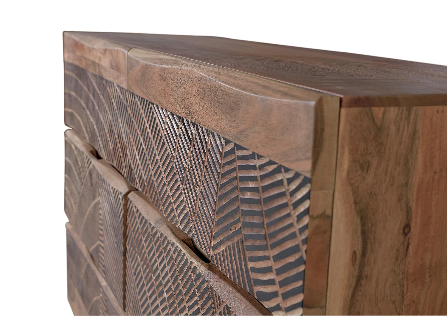 Commode en bois d'acacia 125 cm, style rustique moderne - 86 x 125 x 40