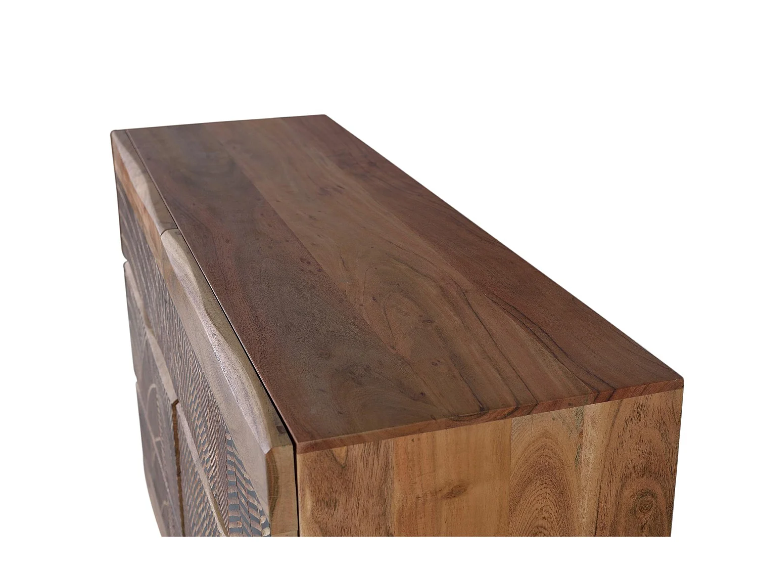 Commode en bois d'acacia 125 cm, style rustique moderne - 86 x 125 x 40