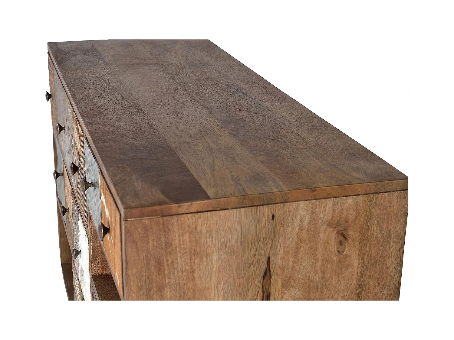 Commode en bois de manguier avec tiroirs de différentes textures