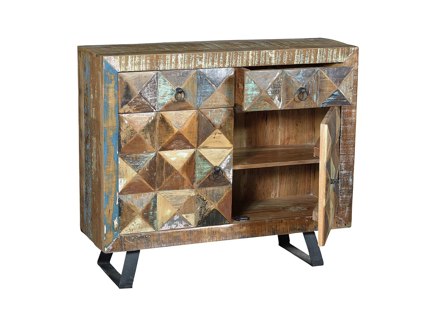 Konsole aus recyceltem Holz