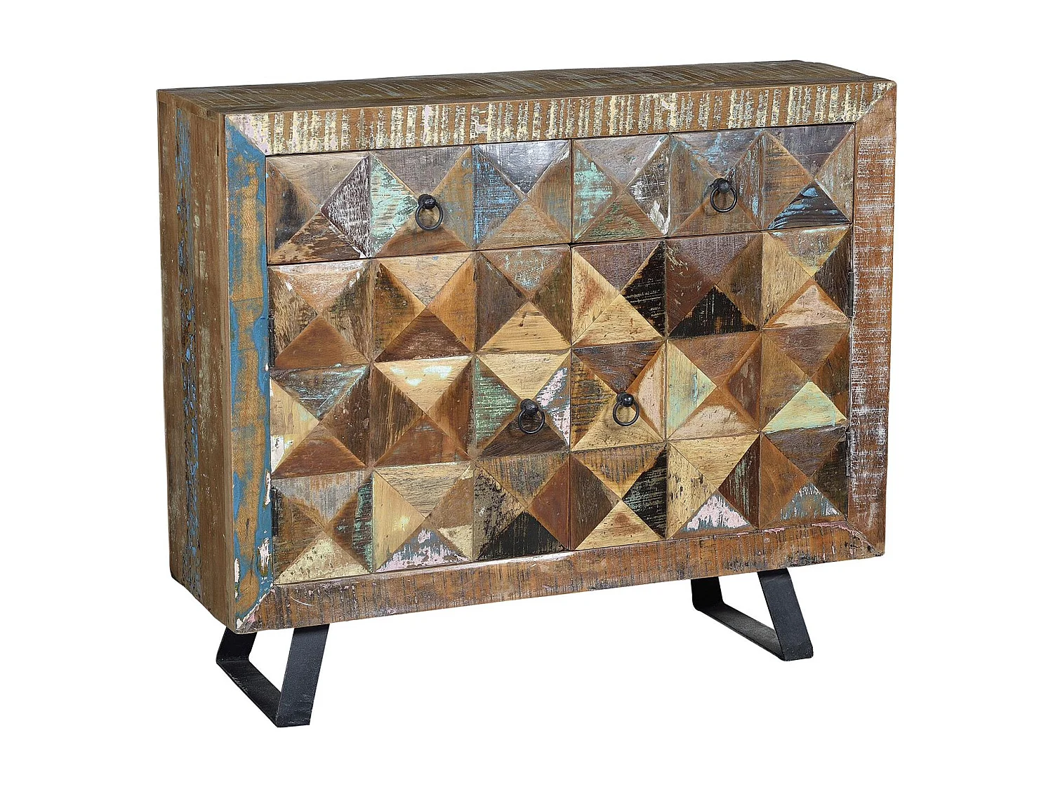 Commode exclusief in veelkleurig gerecycled hout