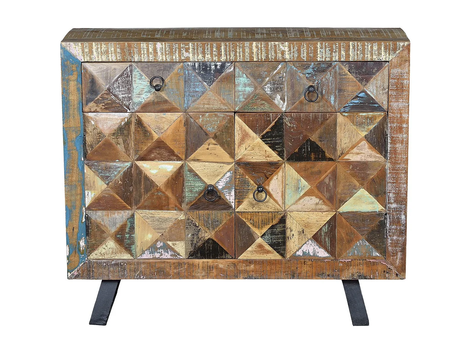 Commode exclusief in veelkleurig gerecycled hout