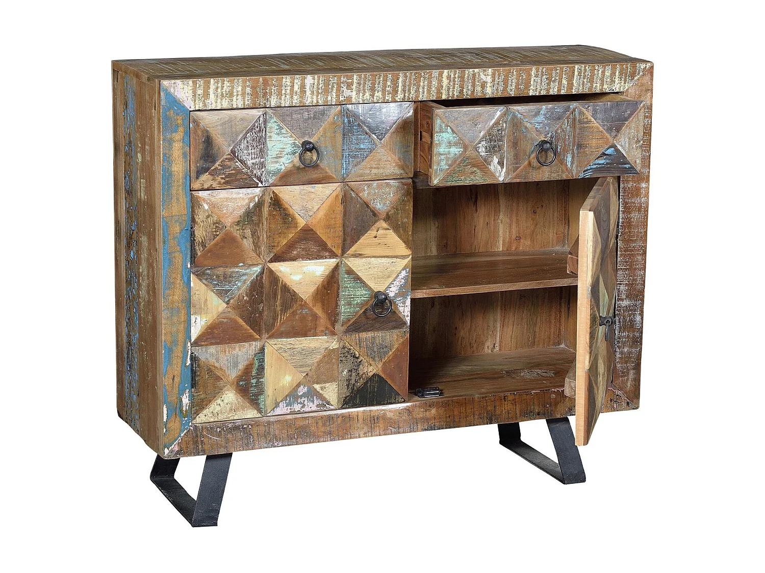 Commode exclusief in veelkleurig gerecycled hout