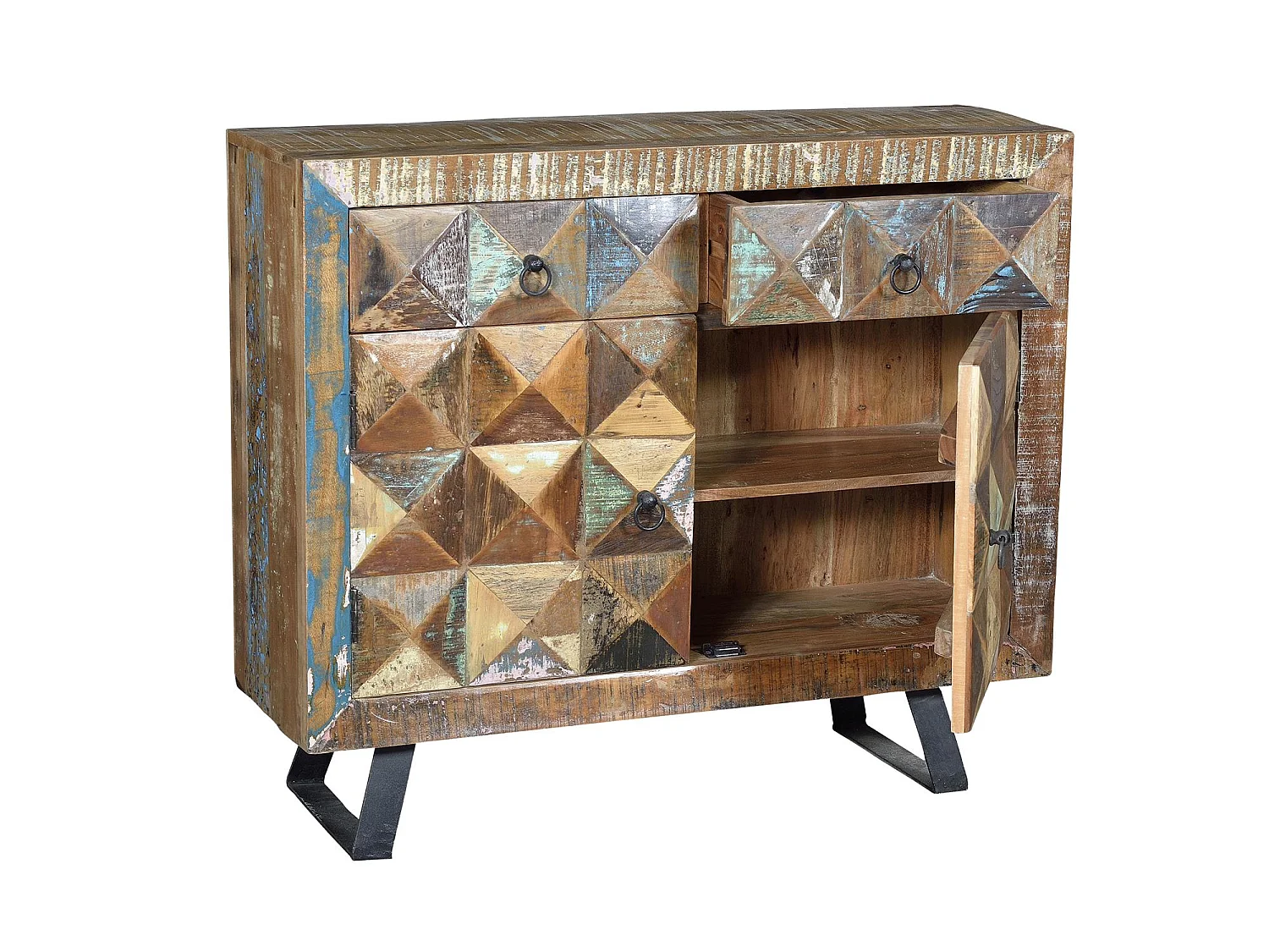 Konsole aus recyceltem Holz