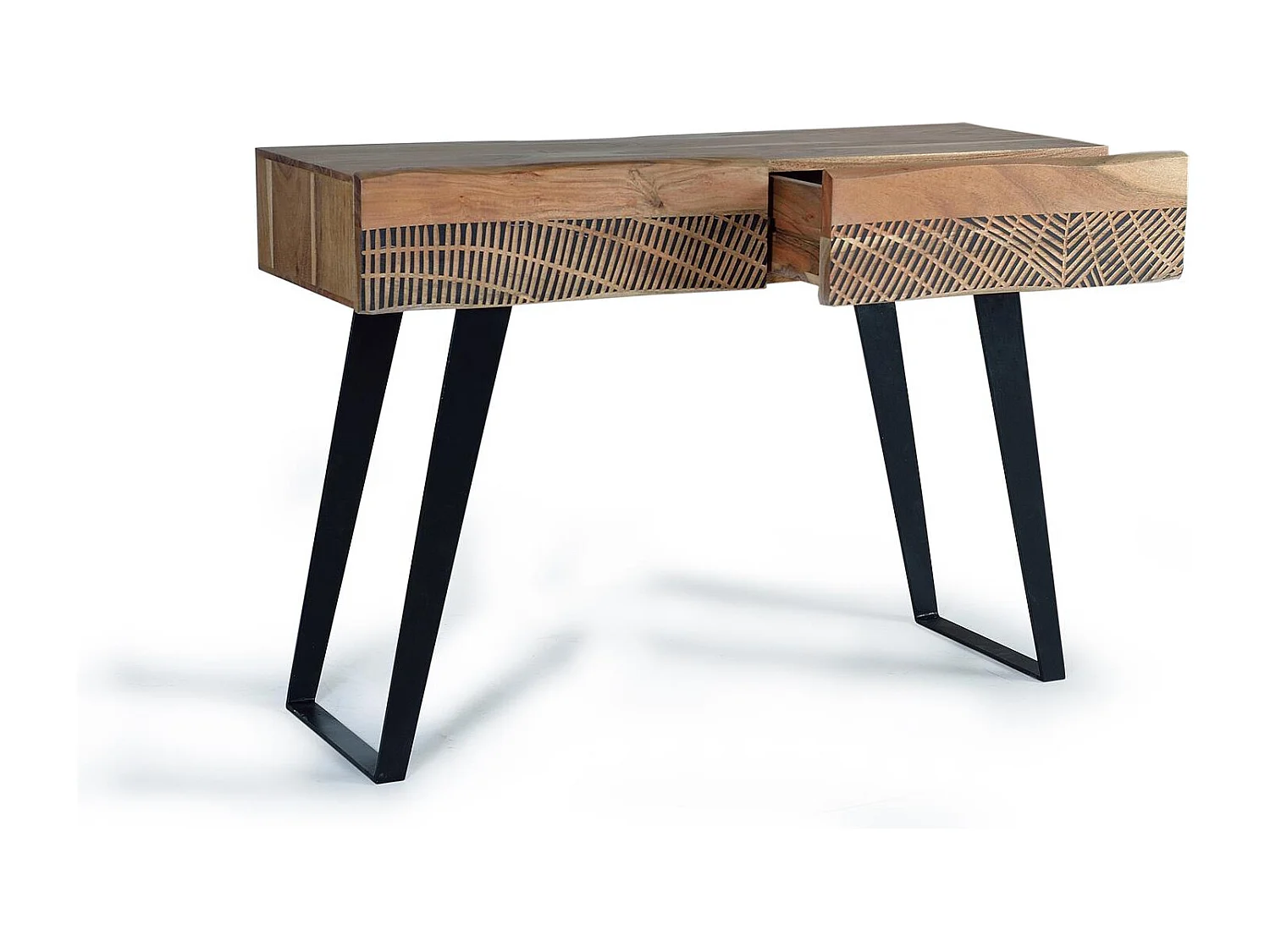 Console bois d'acacia et métal