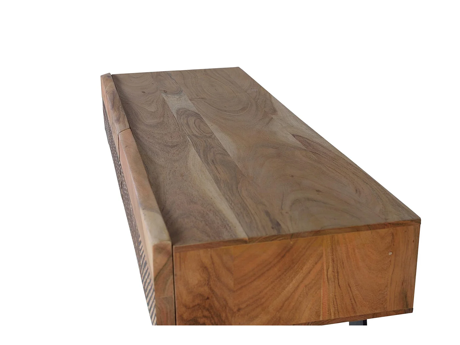 Console en bois d'acacia 110 cm, style rustique moderne - 77 x 110 x 40 cm